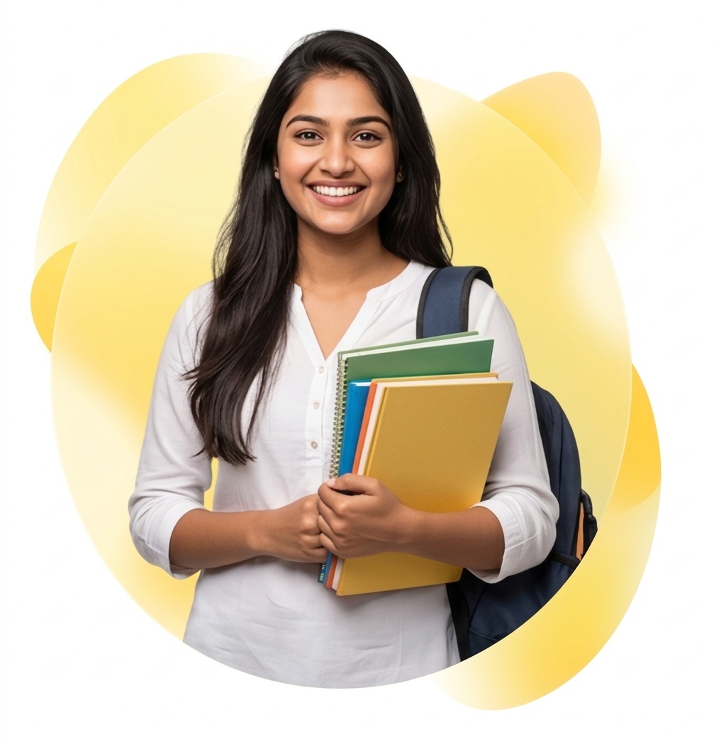 Indian student with passport and university admission documents ready for study abroad journey
